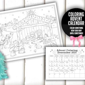 Nativity Advent Coloring Calendar Printable – Christmas Countdown ...
