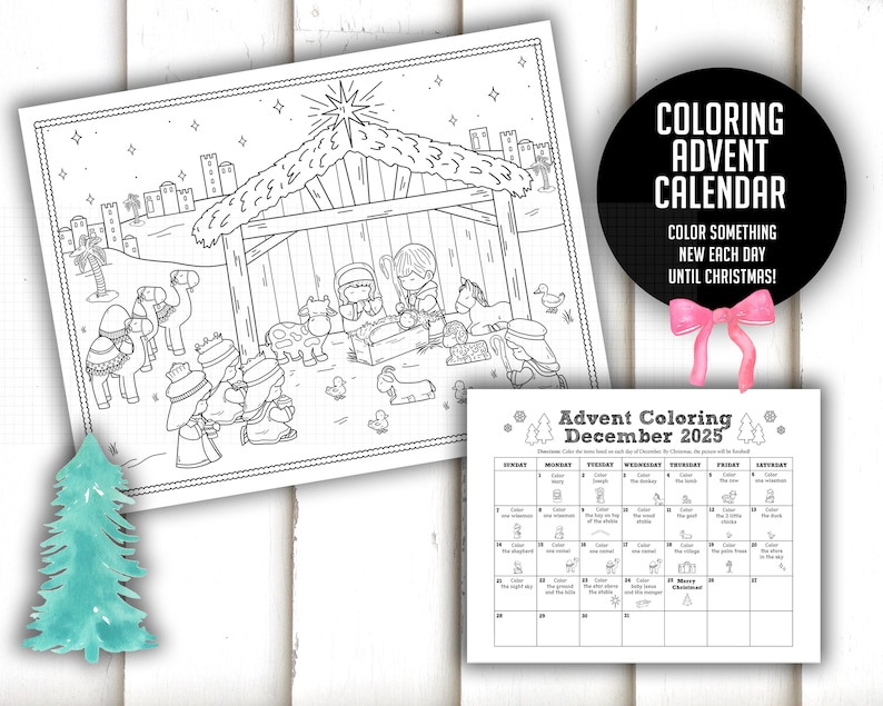 Nativity Advent Coloring Calendar Printable – Christmas Countdown ...
