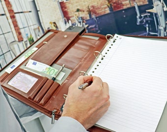 Leather Document Folder, Conference Folder A4, a4 Portfolio Folder, a4 Leather, Padfolio,Design fit for 12 inch Tablets Genuine Leather