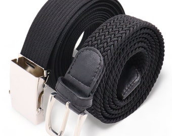 Safekeepers elastic belt - Stretch Belt - Braided Black and Tactical belt - Coupling Belt - 2 Pieces - Black