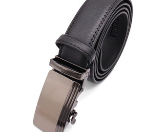 Extra long Automatic belt - Large size belt - belt without holes - belt men - 160 cm - black M
