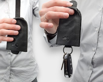 Leather key bell black - key case - keychain key - Leather Keychain