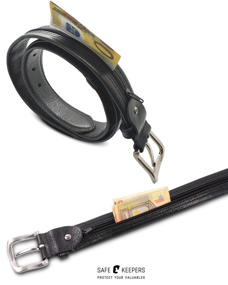 Leather Money Belt Moneybelt Belt With Zipper Etsy