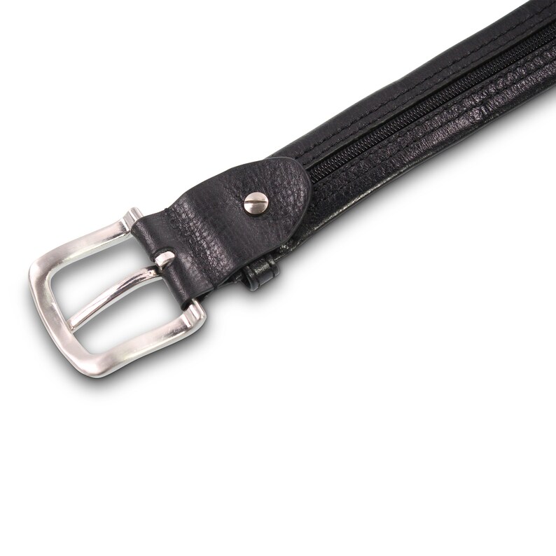 Leather Money Belt Moneybelt Belt With Zipper Etsy