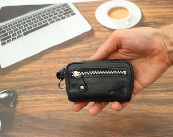 Safekeepers Black leather key pouch