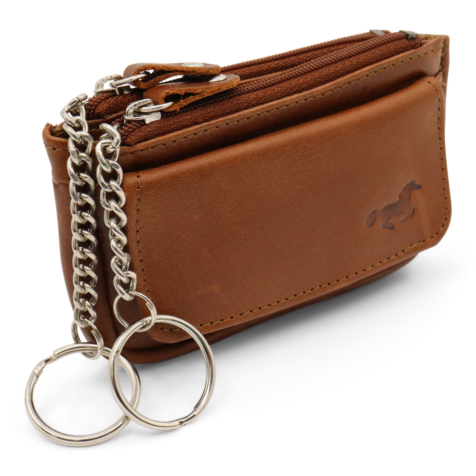 Dark Brown Leatherette Keychain Wallet