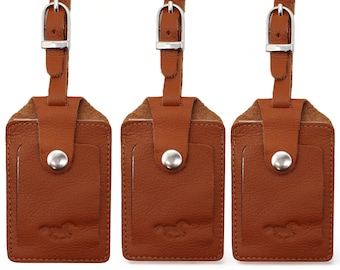 Safekeepers Luggage Tags - Pack of 3 - Luggage Tag - Travel Tag - Luggage Tags - Leather