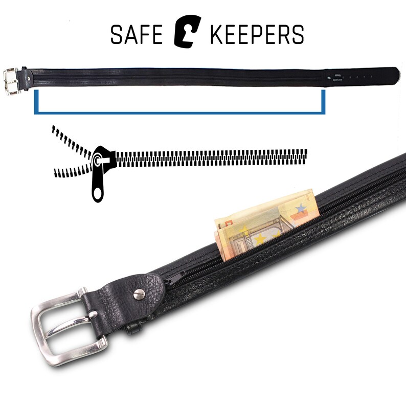 Leather Money Belt Moneybelt Belt With Zipper Etsy