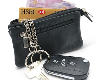 Safekeepers black leather key pouch - key bag - keycase - Leather