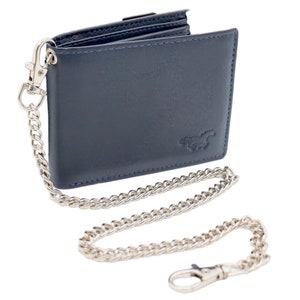 Geldbörse Herren – Kompakt – Geldbörsenkette – Kettenbrieftasche – Marineblau