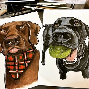 RETRATO DE PERRO. Arte de mascota pintado a mano ilustrado a medida A4, retrato de gato o perro o mascota. Gran idea para un regalo ;)