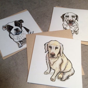 Tarjeta de arte de perro o arte de mascota diseñada a medida, retrato de mascota con sobre: ¡divertida ilustración de bebé peludo!
