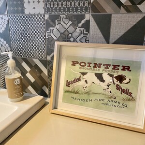 Vintage Pointer hand illustrated printed poster