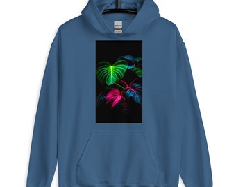 Hoodie With Tropical Plant Art On Front