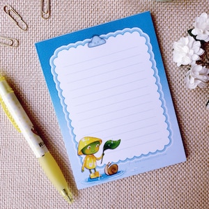 SALE Frog Notepad April Showers Stationary Rainy Day Memopad 4.125&quot; x 5.5&quot;
