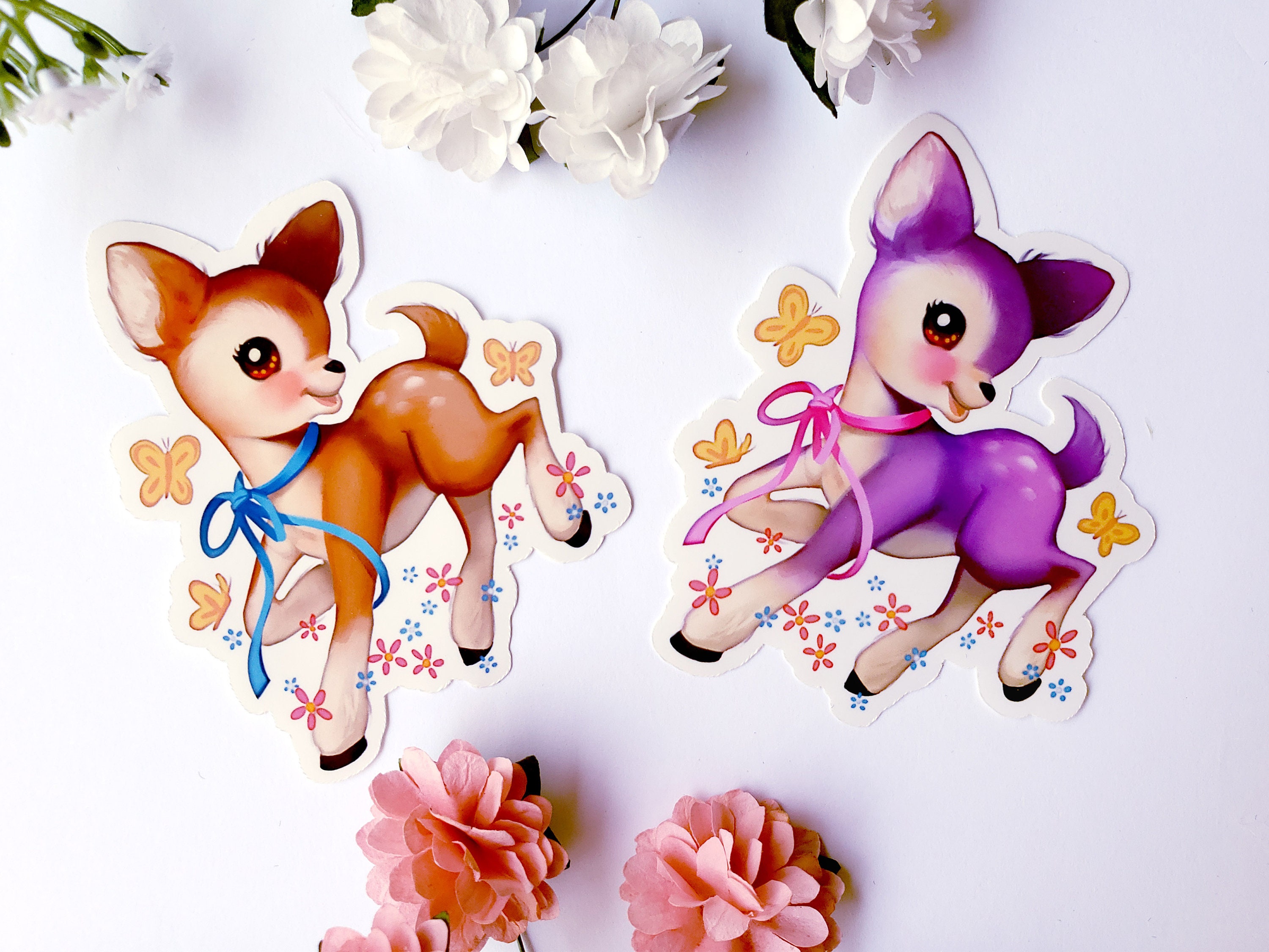 Cute Spring Deer Friends Vinyl Sticker