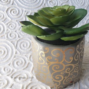 Large Faux Succulent, ladybugs, gold image 1