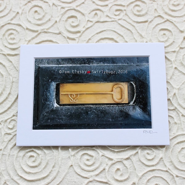 Gold Key, 5x7 matted print, 4x6 photo print in 5x7 mat, room art,  Greece, Santorini