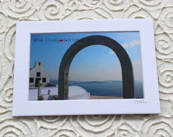 Arch, 5x7 matted print, 4x6 photo in 5x7 mat, room art, Santorini, Greece