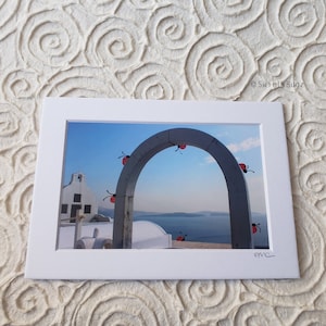 LADYBUGGED PHOTO - Arch, 5x7 mat/4x6 photo, hand painted ladybugs, Greece, Santorini