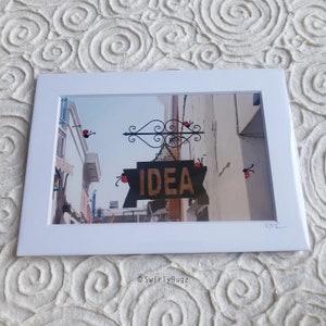 LADYBUGGED PHOTO -  Idea Sign, 5x7 mat/4x6 photo, hand painted ladybugs, Greece, Santorini