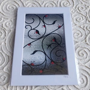 LADYBUGGED PHOTO - Black Swirly Glass Door, 5x7 mat/4x6 photo, hand painted ladybugs