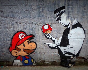 BANKSY NAKED MAN GLOSSY WALL ART POSTER A1 - A5 SIZES AVAILABLE