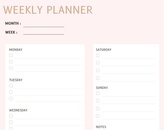 Roze digitale weekplanner l downloadbare weekplanner l wekelijkse productiviteit l afdrukbare planner l Ipad planner