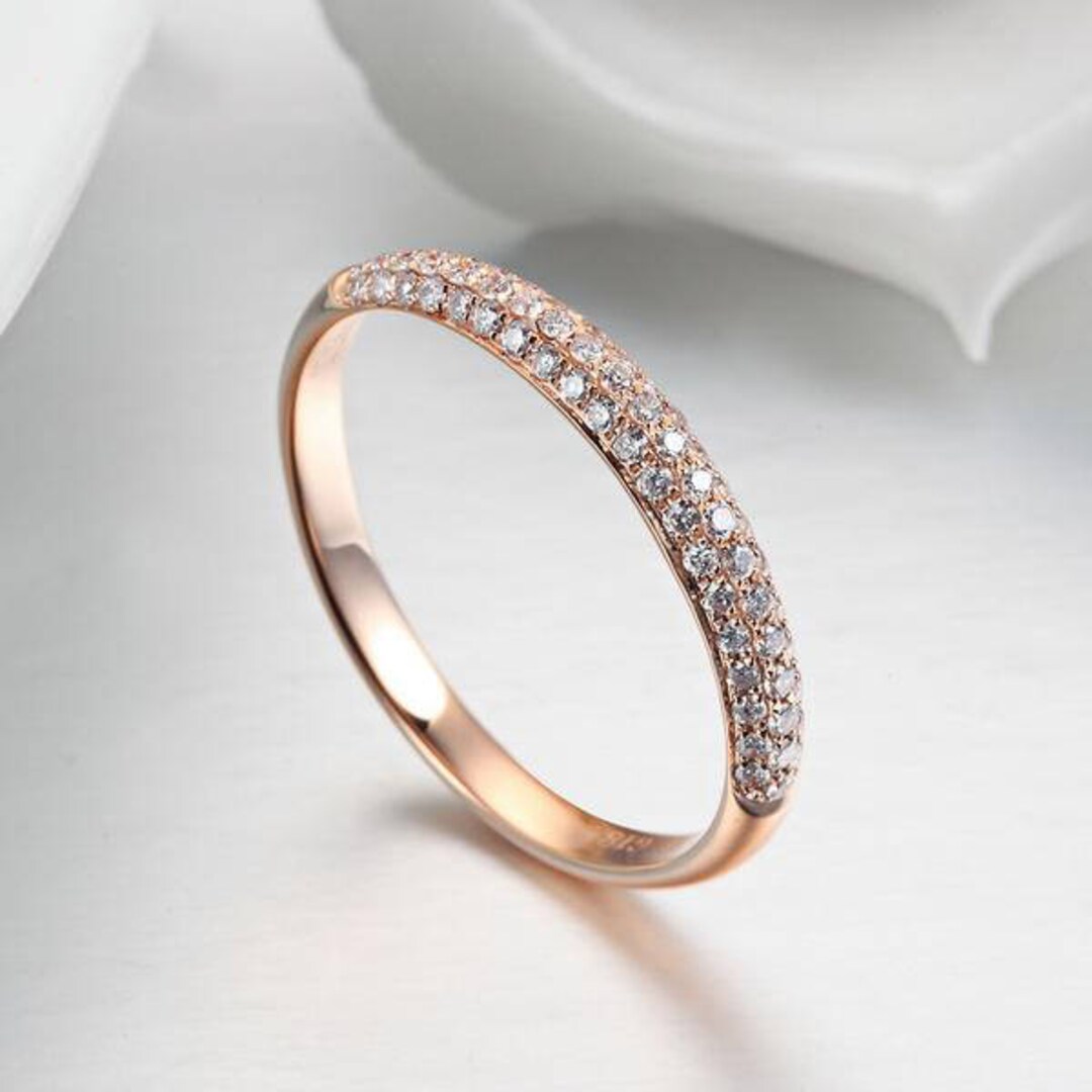 RACHEL | Triple Row Micro Pavé Diamond Ring in Rose Gold (0.65ct tw.)