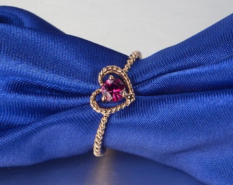 Heart Red Tourmaline Rubellite Engagement Ring in 18k Rose Gold Wedding Birthday Anniversary Valentine's