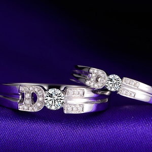 I Do! 18k White Gold Diamond Wedding Ring Band, Wedding Bands His And Hers Set, Couple Ring Set, Matching Ring Bands, 18k Engagement Ring