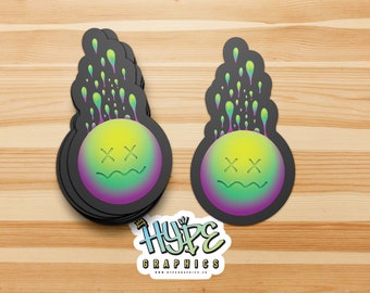 Toxic Smiley Face Sticker: Waterproof Vinyl Decal, Laptop, Water Bottle