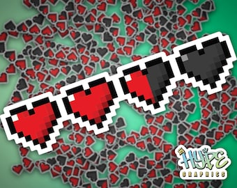 Pixel Hearts Sticker: Geeky 8-Bit Decal, Waterproof & UV Resistant
