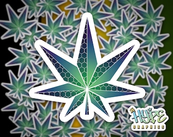 Hex Cannabis Leaf Vinyl Sticker