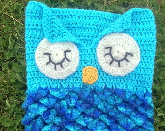 Owl Baby Cocoon, Baby Blanket, Handmade, Photo Prop, Crochet, Baby Shower Gift