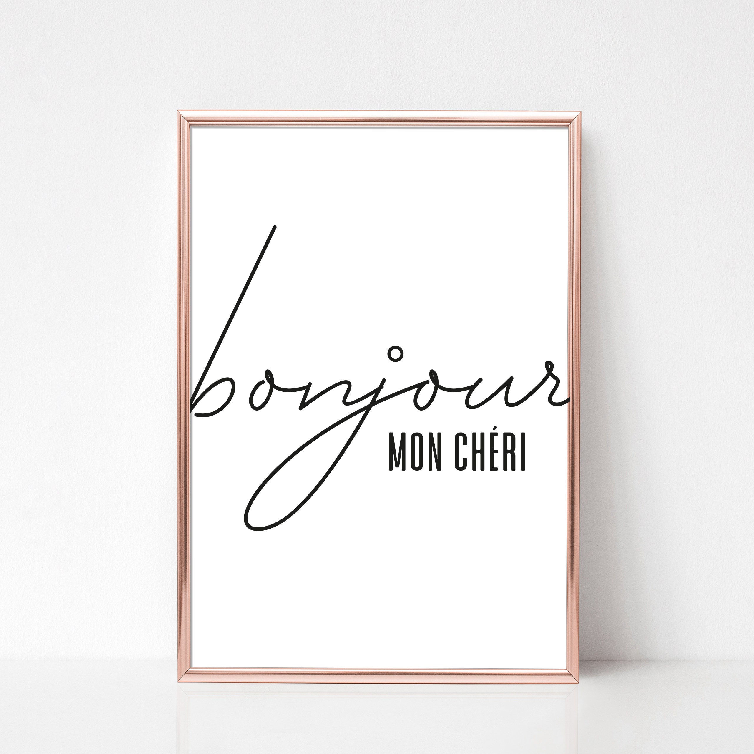 Bonjour Mon Cheri French Wall Art Print, Girl Boss, Office Decor