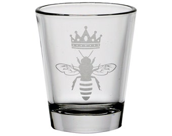 Queen Bee Sand Carved Shot Glass
