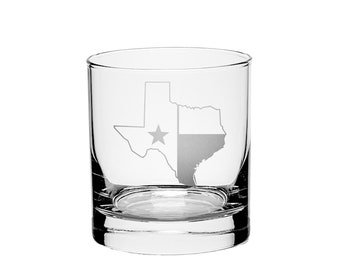 Texas State Outline Flag Etched Glass