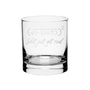 Shit Just Got Real Math Joke Etched Glass image 1