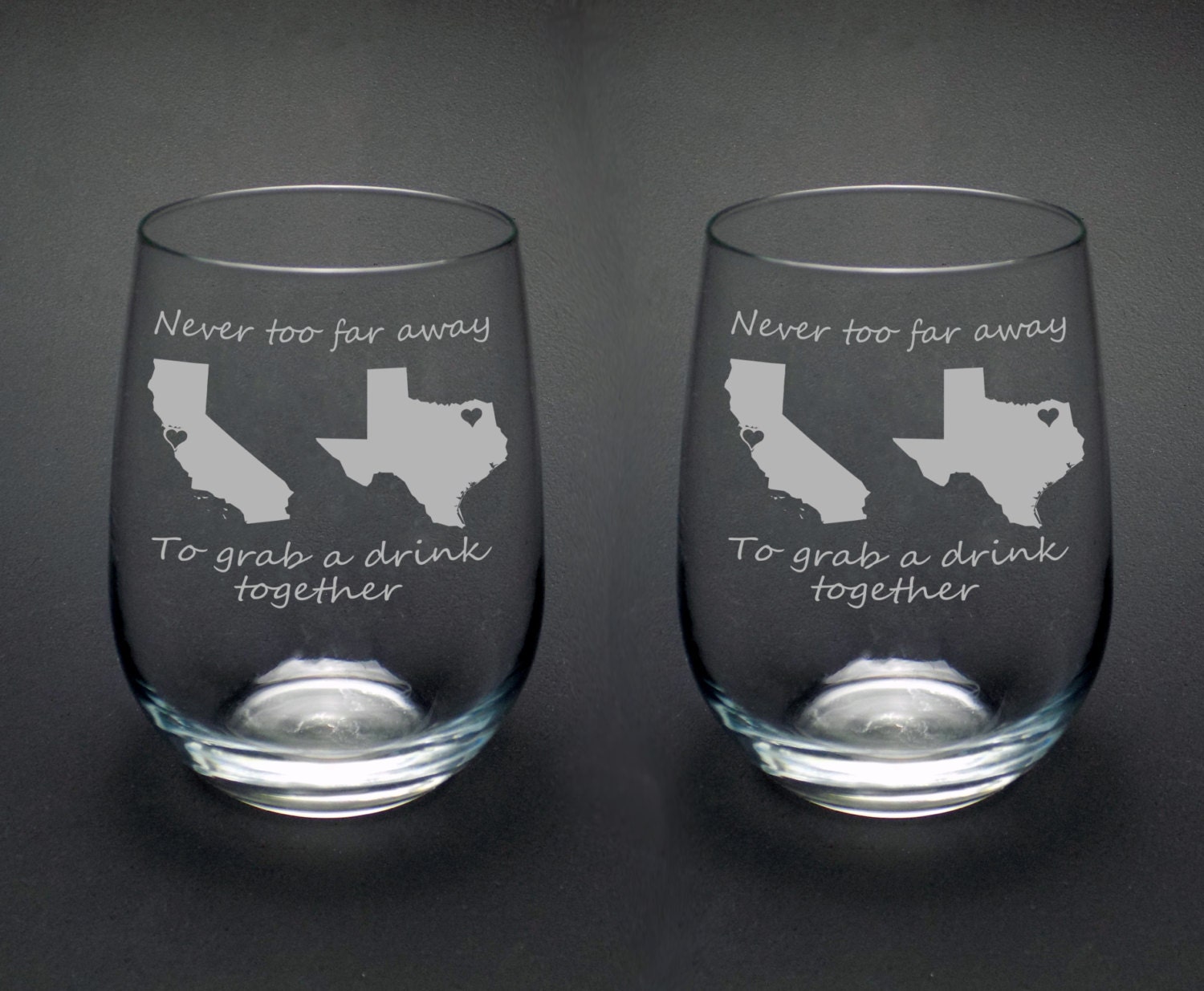 Best Friends Glass Set of Two Glasses Long Distance Friend