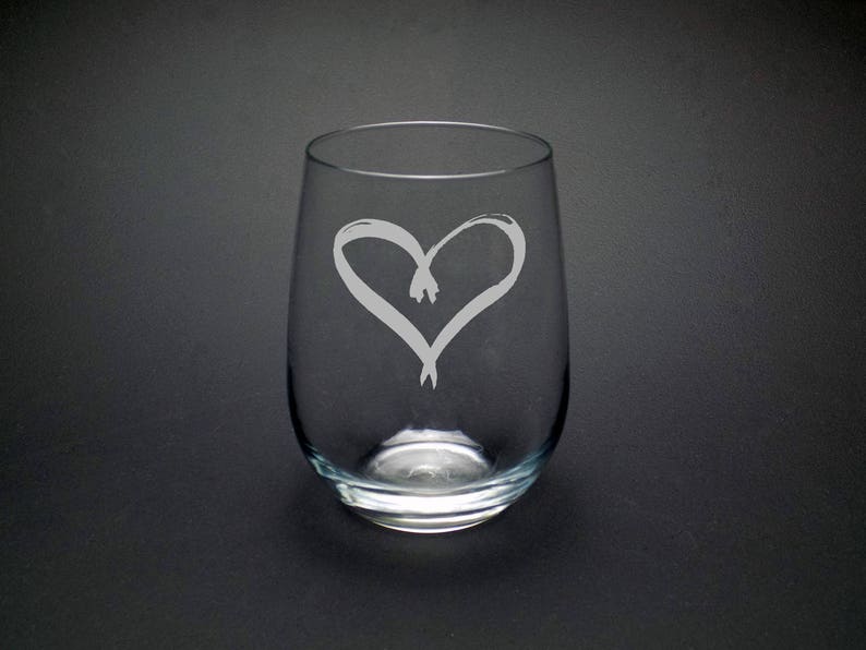 Heart Glass Valentines Day Glass Love Glass I Heart You Glass image 1