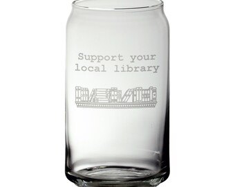 Support Your Library Etched Glassware