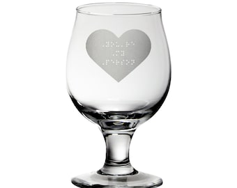 You're My Person Legible Braille Glass - Etched heart with raised braille