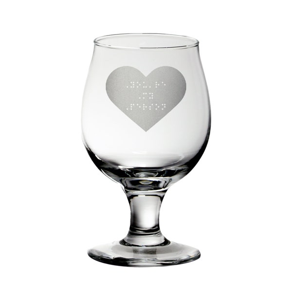You're My Person Legible Braille Glass - Etched heart with raised braille