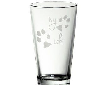 Personalized Pet Paw Print Glass