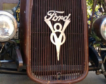 Ford v8 engine sign model t rat rod hot garage antique vintage style