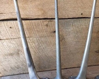 SET OF 3 Industrial Coffee Table Cast Aluminum Iron Legs Leg Vintage Like Shelby Williams base salvage iron