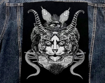 Cat And Snake Back Patch, Punk, Patches, Sew on Patch, Punk Accessories, Punk Patches, punk vest, Anarchist, Feminist, Socialist, Leftist