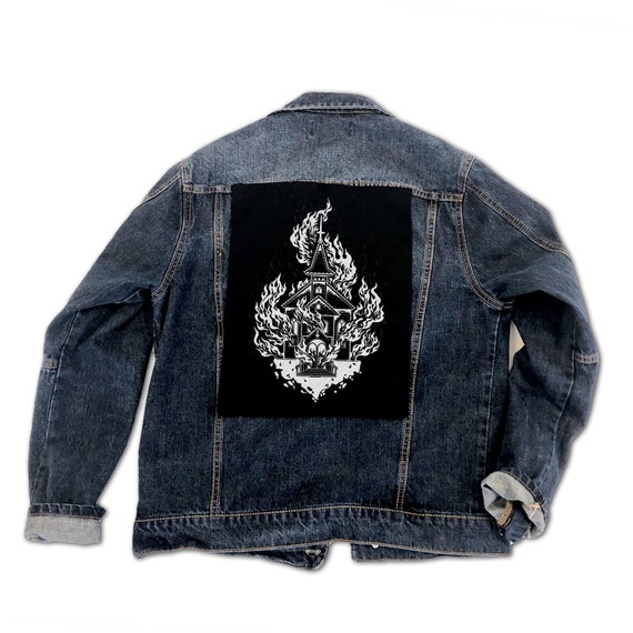 Burning Church Back Patch, Punk Patches, Punk Patch, Sew On Patch, Patches  for Jackets, Jacket Patches, Canvas Patch, Patches for Jackets