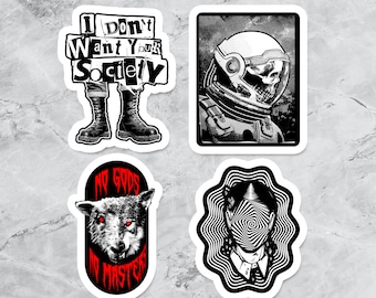 Dark Sticker set of 4, goth stickers, laptop stickers, car sticker, grunge sticker, gore sticker